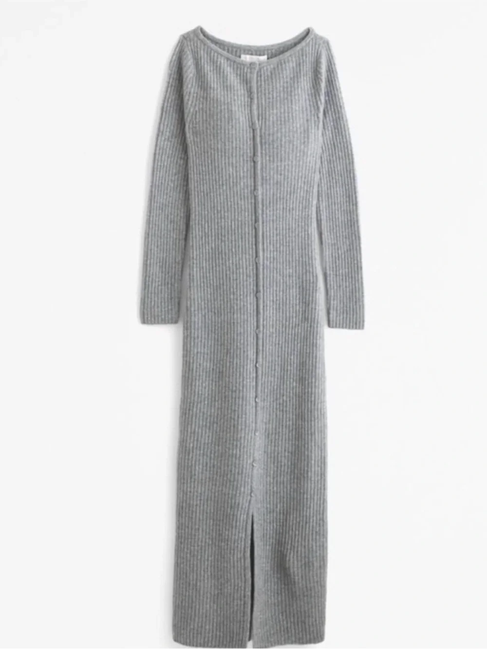 Abercrombie & Fitch Merino Wool blend Ribbed Button-Front Maxi Dress